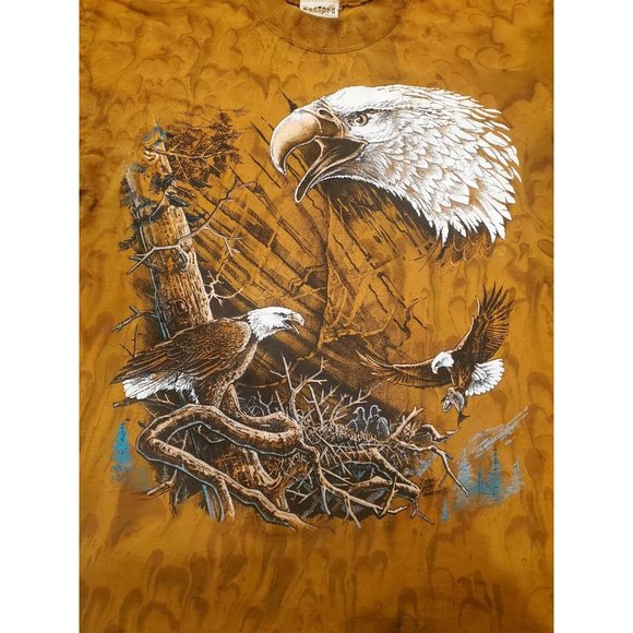 Vintage 2002 Ragtops T Shirt Bald Eagle Soaring Tie Dye Size Medium Rust Color - Picture 3 of 12